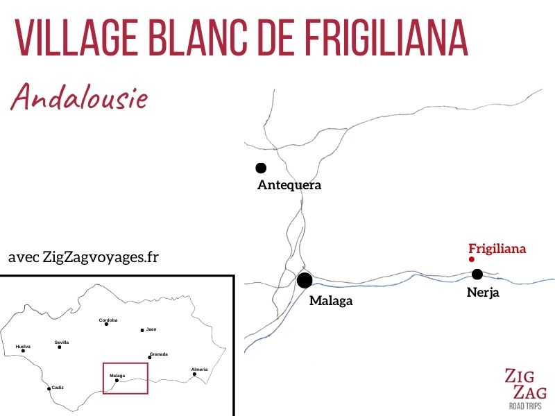 Localisation village Frigiliana Andalousie Espagne Carte