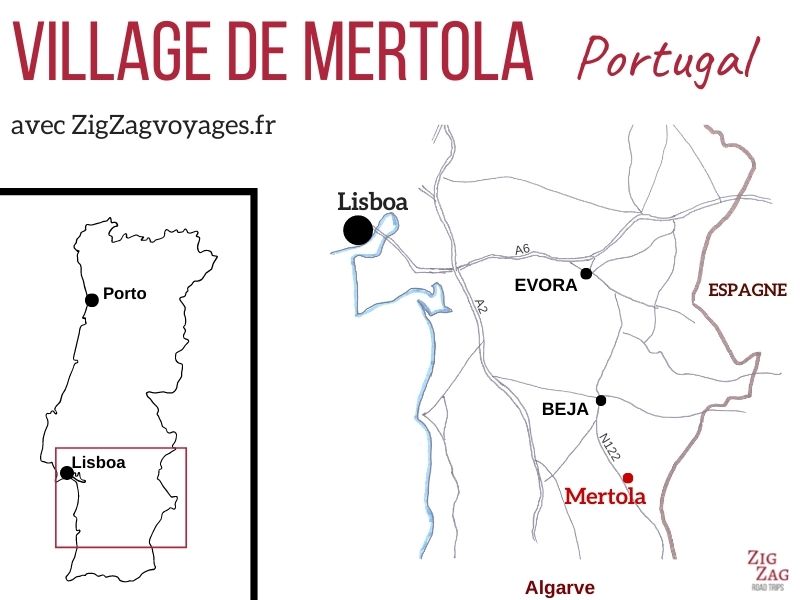 Localisation village Mertola Portugal Carte