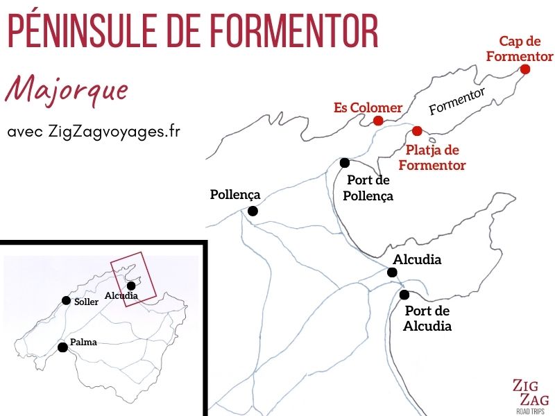 Peninsule Cap Formentor Majorque Carte