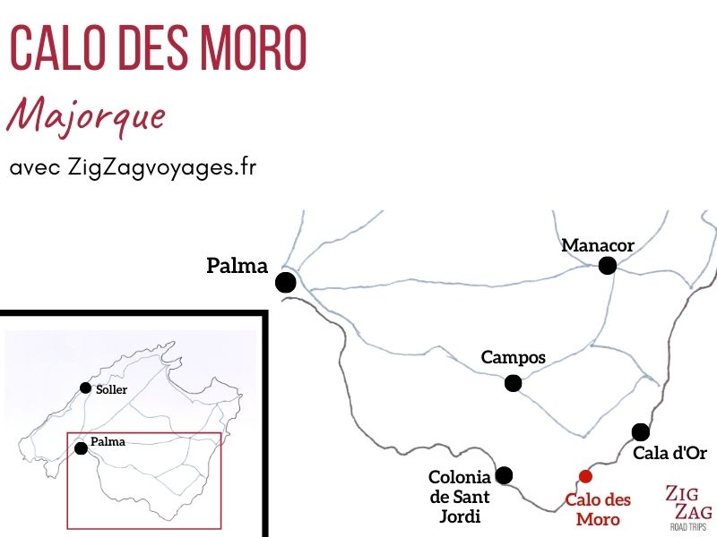 plage Calo des Moro Majorque carte