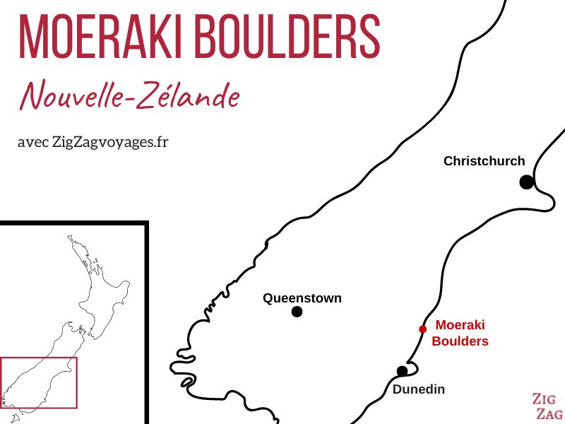 Moeraki Boulders Nouvelle Zelande Carte