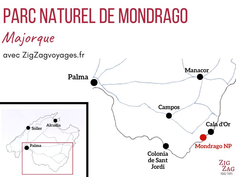 cala Mondrago parc naturel Majorque Carte