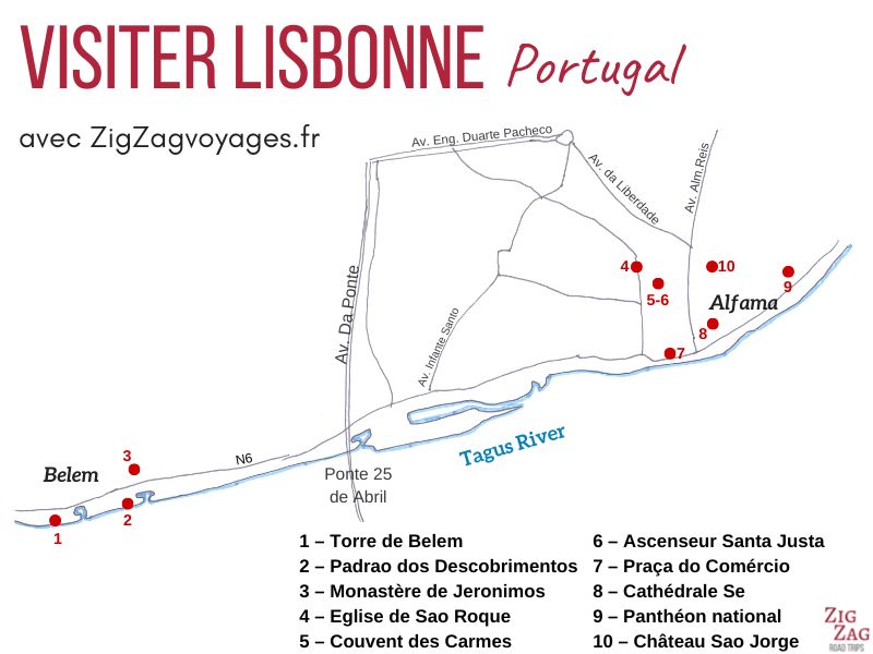 Visiter Lisbonne en 3 jours Carte