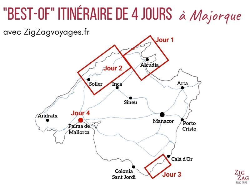 Carte Majorque 4 jours itineraire best of