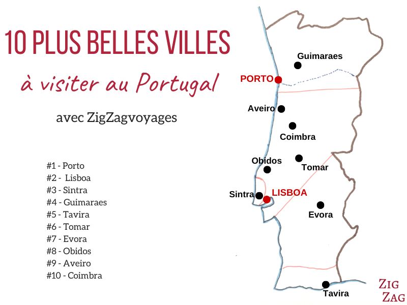 carte plus belles villes portugal meilleures a visiter