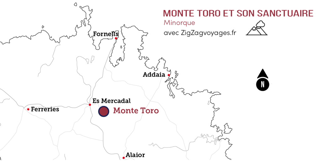 Carte du Monte Toro à Minorque