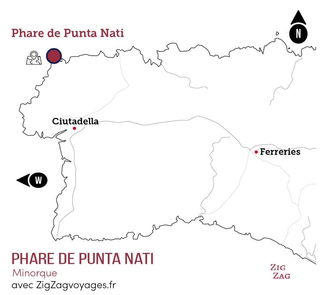 Carte Phare de Punta Nati à Minorque