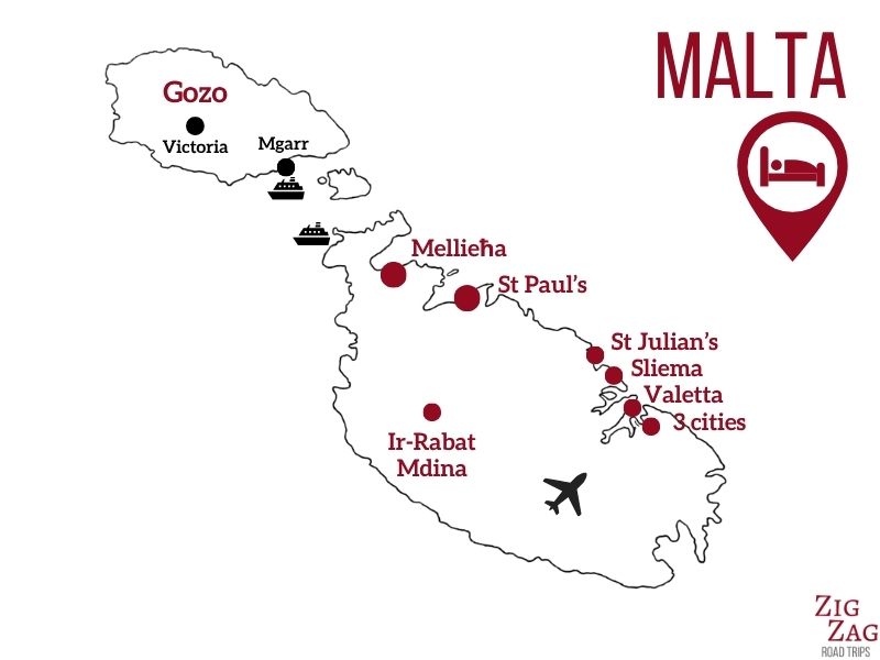Carte ou loger malte meilleures destinations